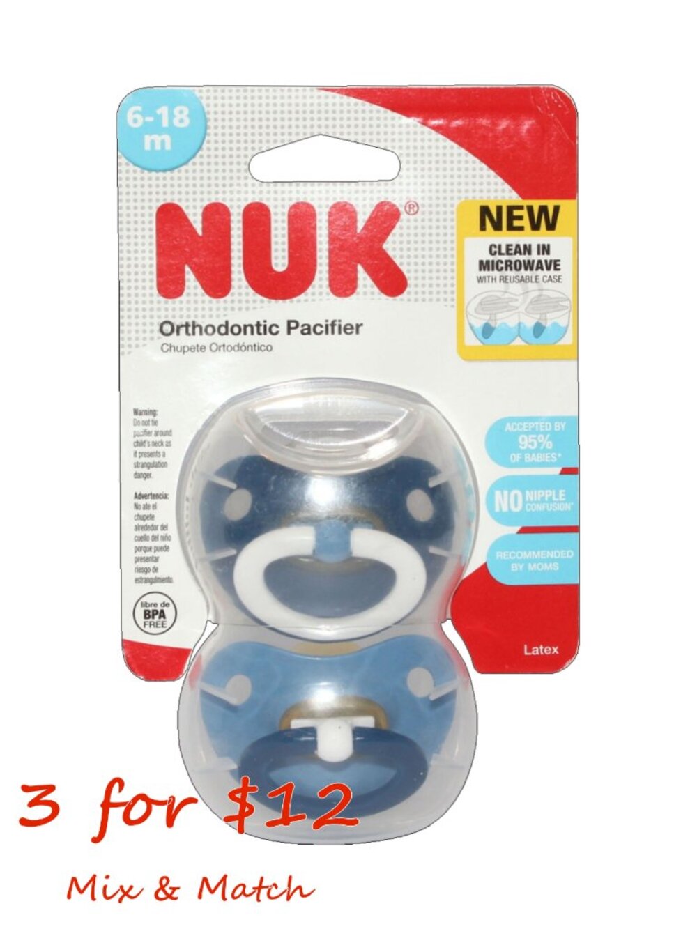 NUK 2-pk Blue/Dark Blue Latex Orthodontic Pacifier Set - 6-18 months